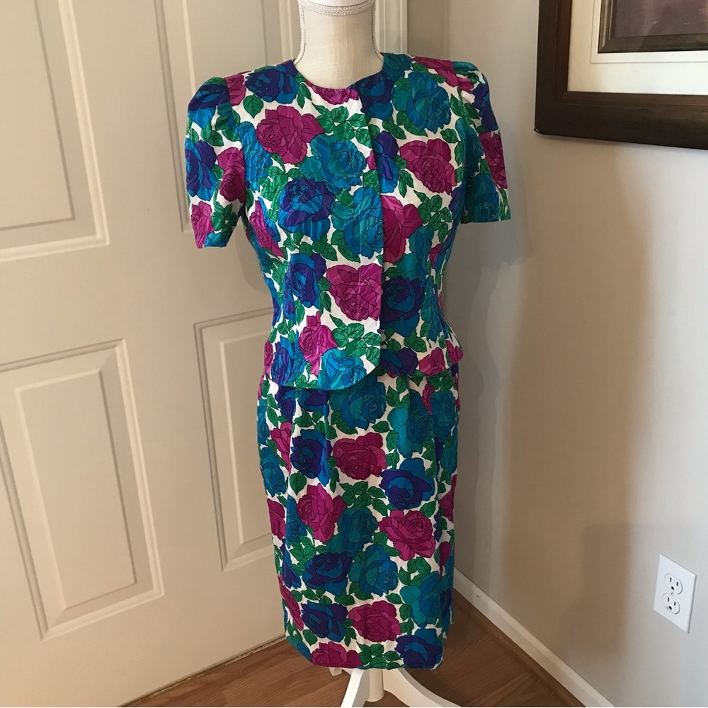 Papell Petites 2 Pc Skirt Set Vintage 90s Size 4P